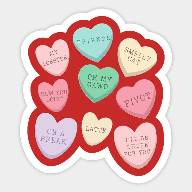 FRIENDS Valentines Conversation Hearts Sticker by WearablePSA